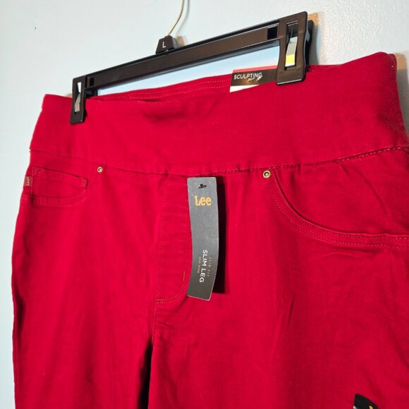 Lee Red Women's Sculpting Slim Fit Slim Leg Pull On Jean Size 14 NWT - Picture 2 of 9